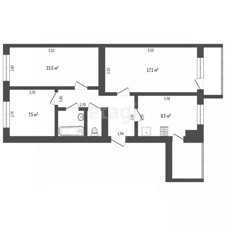3-к кв. Тюменская область, Тюменский муниципальный округ, Винзили рп ... - Фото 2