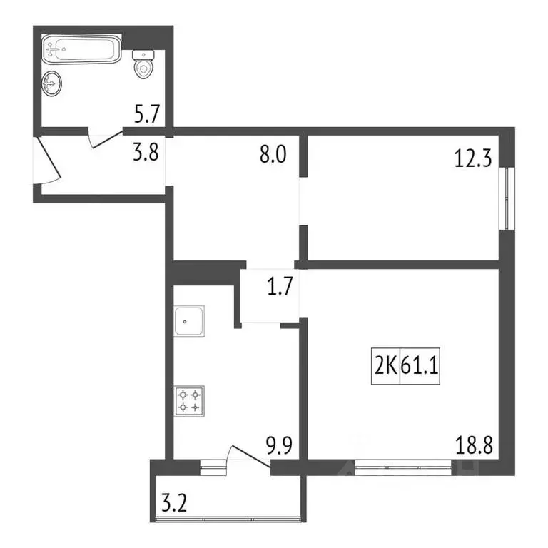 2-к кв. Красноярский край, Красноярск Судостроительная ул., 31 (61.0 ... - Фото 1