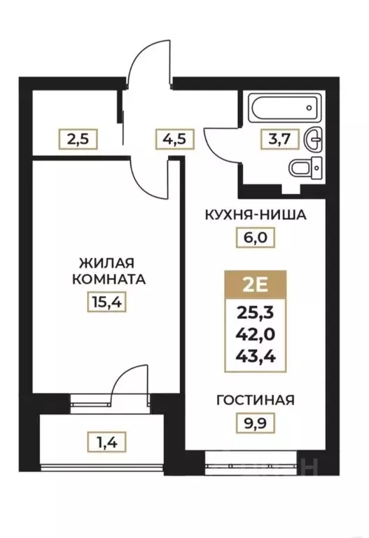 2-к кв. Пермский край, Пермь ул. Милиционера Власова, 8 (41.5 м) - Фото 1