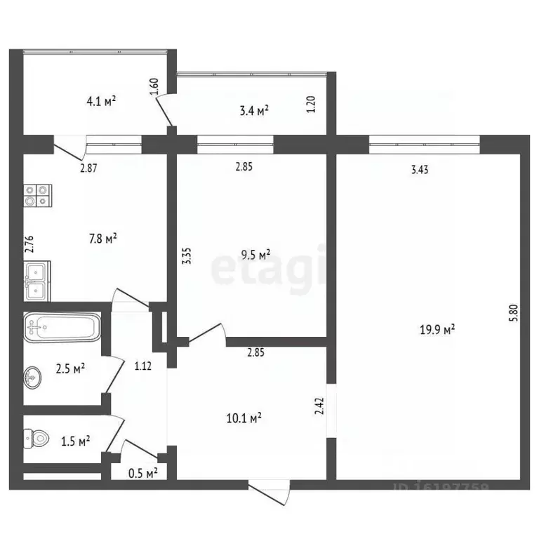 2-к кв. Саха (Якутия), Якутск Октябрьская ул., 26/5 (55.6 м) - Фото 2