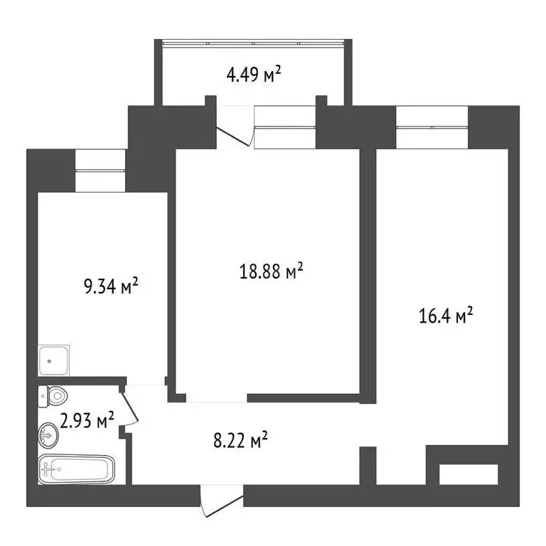 2-комнатная квартира: Красноярск, Соколовская улица, 60 (55.4 м) - Фото 1