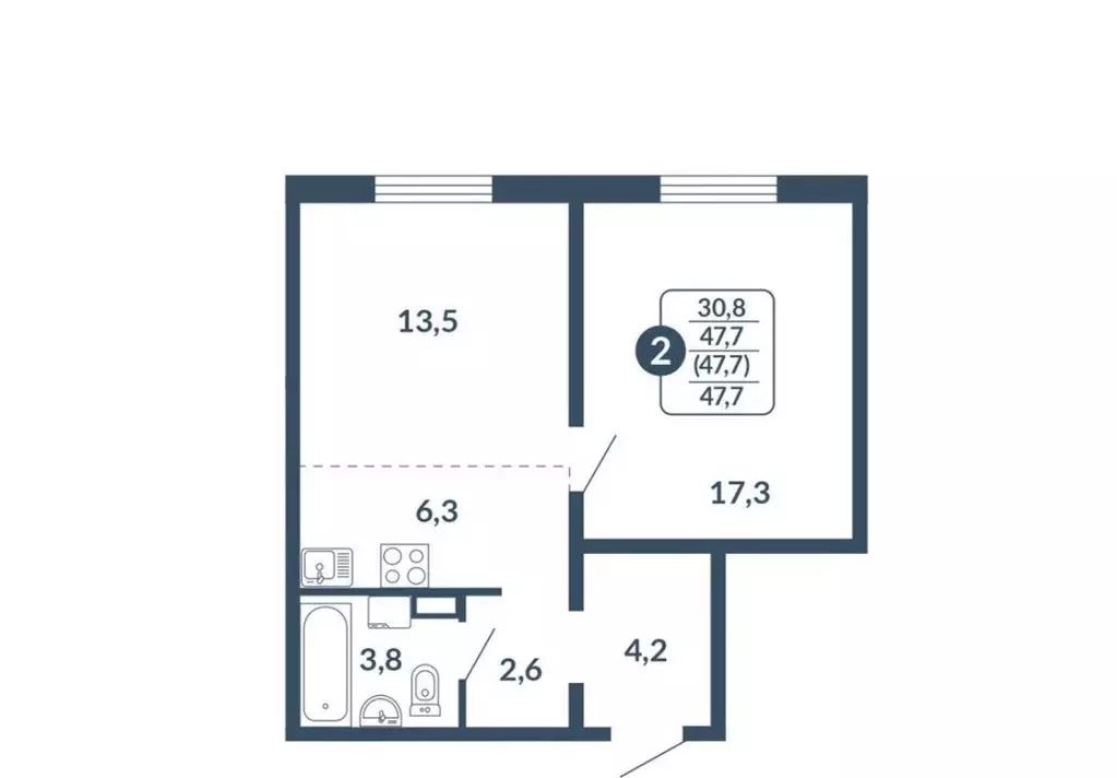 Продаётся 2-к квартира, 47.7 м - Фото 0