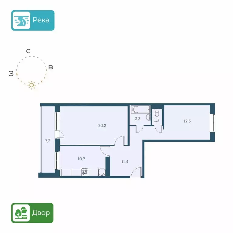 2-комнатная квартира: Новосибирск, Междуреченская улица, 7/1 (63.36 м) - Фото 1