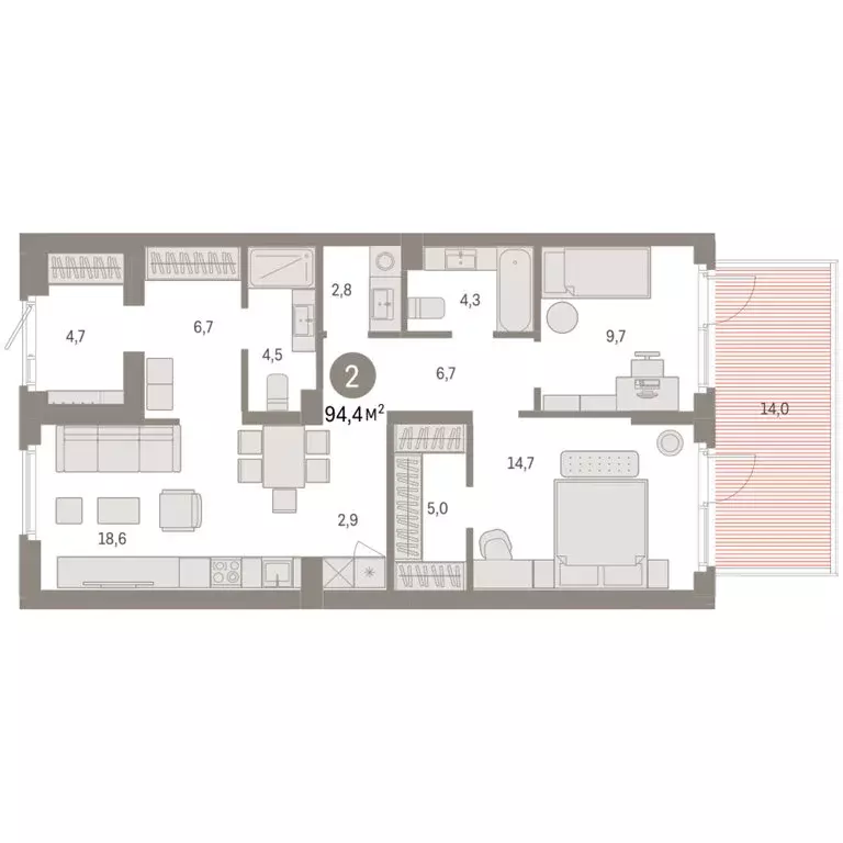 2-комнатная квартира: Новосибирский район, рабочий посёлок Краснообск, ... - Фото 1