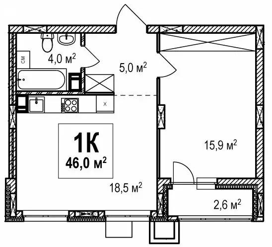 1-комнатная квартира: Нижний Новгород, проспект Гагарина, 36к4 (46 м) - Фото 1