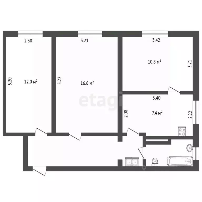 3-к кв. Ленинградская область, Приозерск ул. Ленина, 68 (58.0 м) - Фото 2