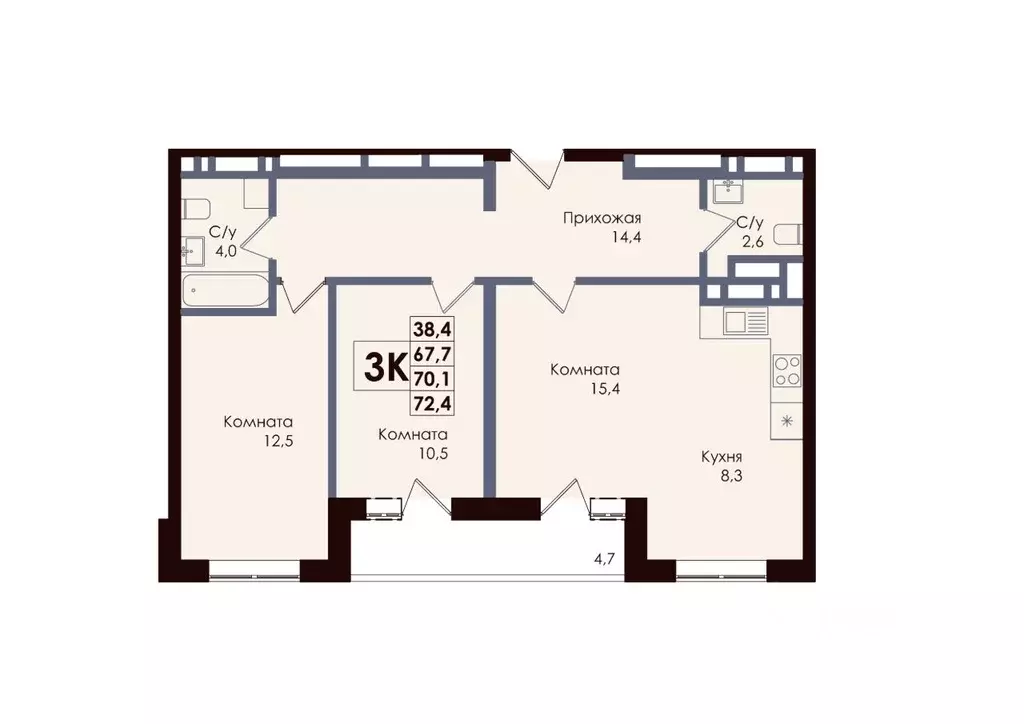 3-к кв. Ростовская область, Ростов-на-Дону Западный мкр, Академия ... - Фото 1