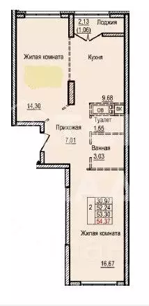 2-к кв. Московская область, Балашиха ул. Яганова, 3 (52.2 м) - Фото 2