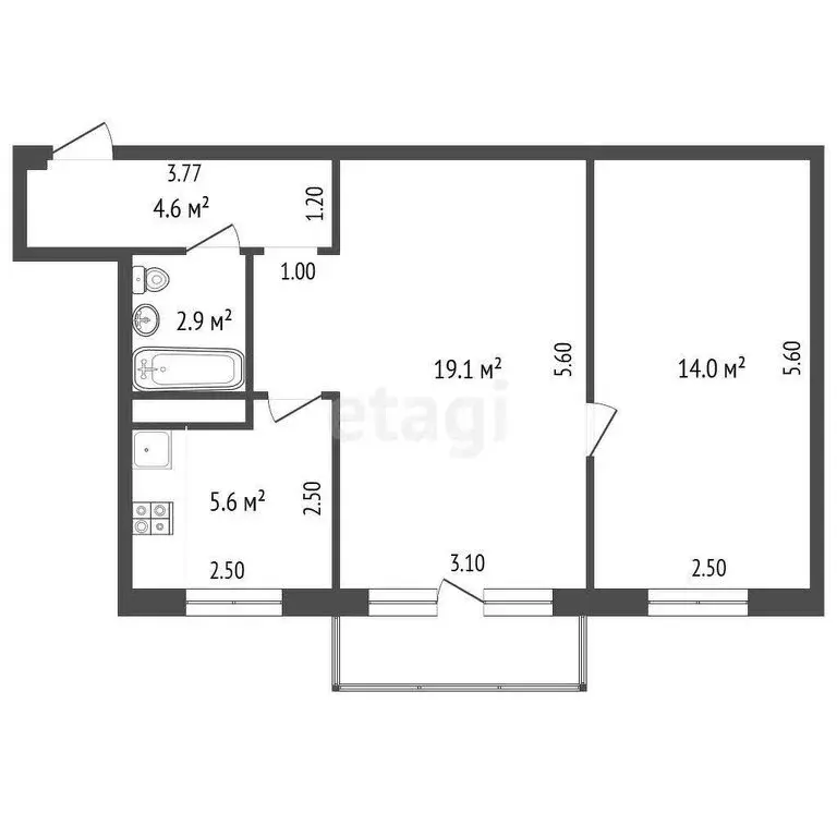 2-комнатная квартира: Орёл, Планерная улица, 47 (46.2 м) - Фото 0
