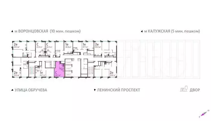 Квартира-студия, 22,7м, 40/58эт. - Фото 1