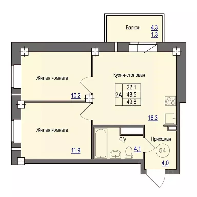 2-к кв. Псковская область, Псковский район, Завеличенская волость, д. ... - Фото 1