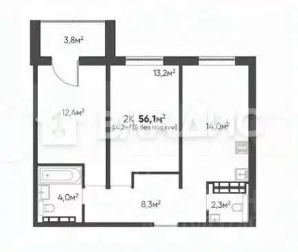 2-к кв. Волгоградская область, Волгоград ул. Глазкова, 12 (58.1 м) - Фото 2