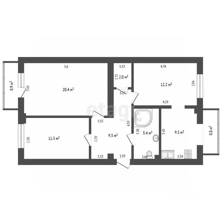 3-к кв. Крым, Феодосия ш. Симферопольское, 24Б (69.9 м) - Фото 2