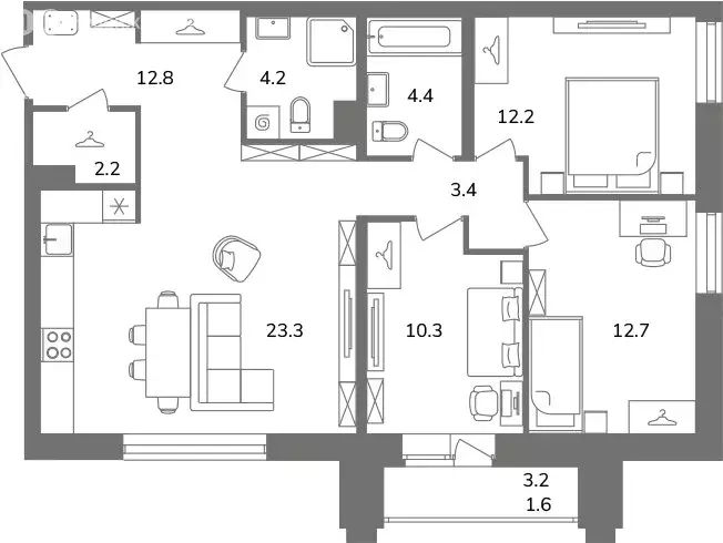 3-комнатная квартира: Санкт-Петербург, Фрунзенский район, ... - Фото 1