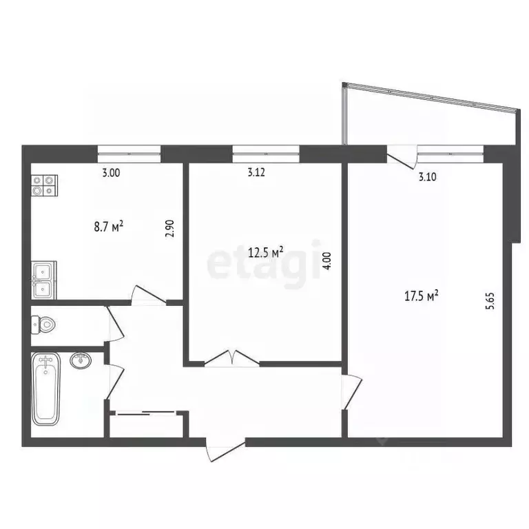 2-к кв. Тюменская область, Тюмень ул. Свердлова, 22 (50.4 м) - Фото 2