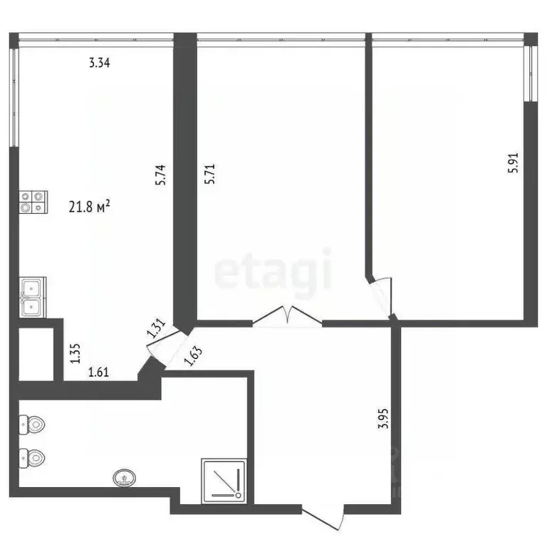 2-к кв. Краснодарский край, Анапа Первомайская ул., 21/2 (82.1 м) - Фото 2