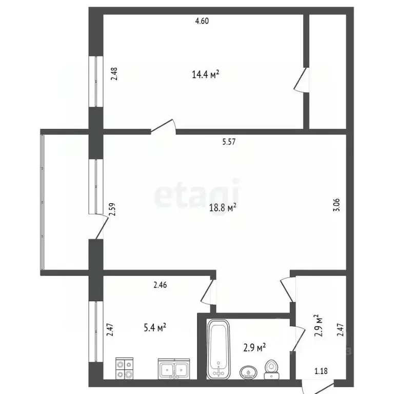 2-к кв. Псковская область, Порхов ул. Калачева, 7 (44.4 м) - Фото 2