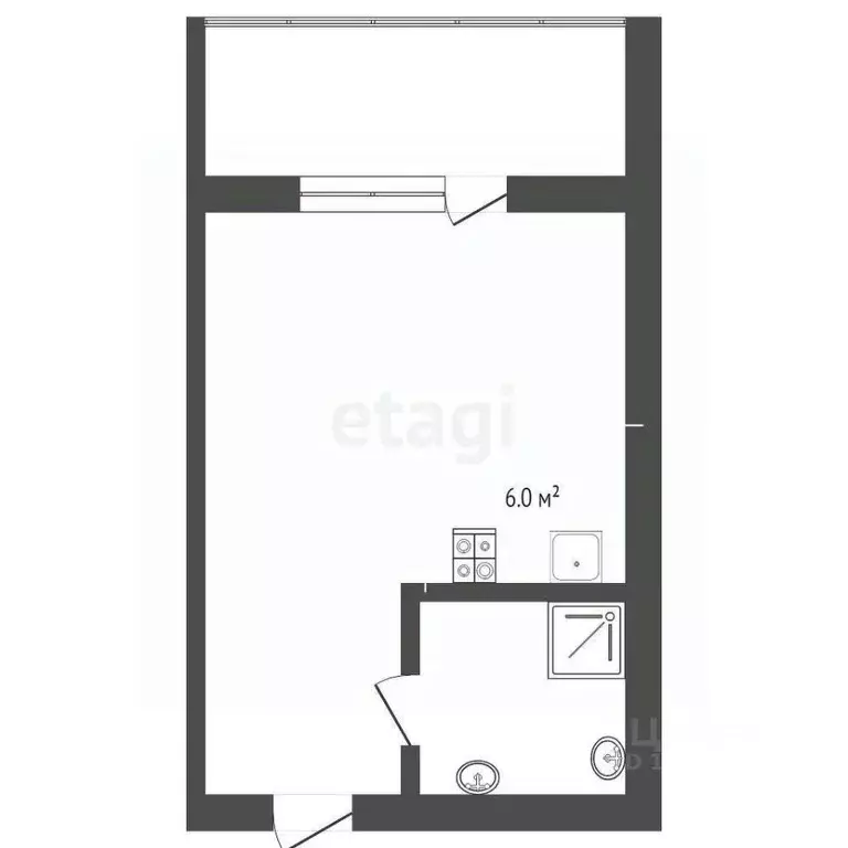 Студия Тюменская область, Тюмень ул. Новоселов, 115 (21.0 м) - Фото 2