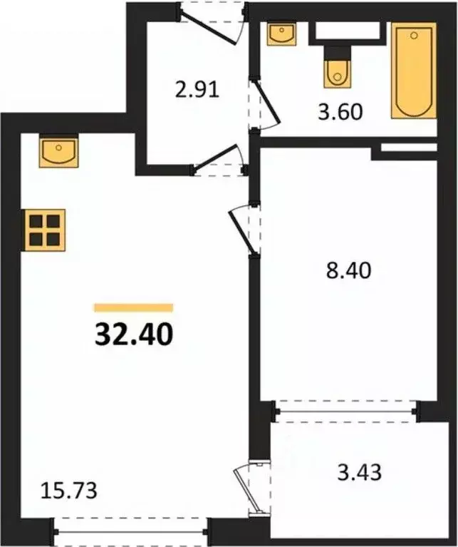 1-к кв. Севастополь ул. Челнокова, 17к2Г (32.36 м) - Фото 1