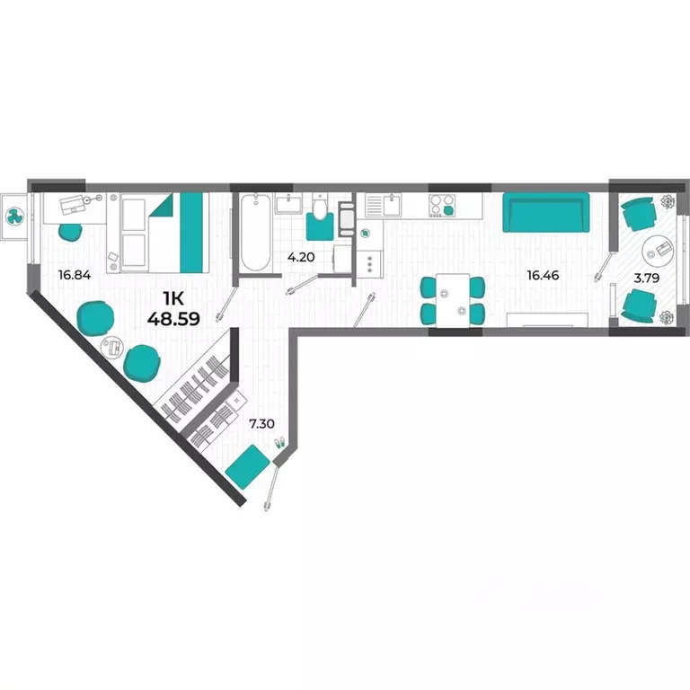 1-к кв. Крым, Евпатория  (48.59 м) - Фото 1