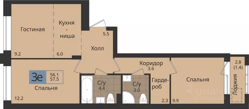 3-к кв. Пермский край, Пермь ул. Оборонщиков, 6 (57.5 м) - Фото 1