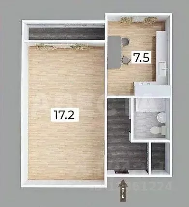 1-к кв. Омская область, Омск Заозерный мкр, ул. Бородина, 15 (35.8 м) - Фото 2