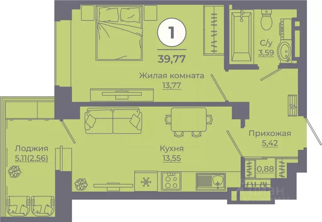 1-к кв. Ростовская область, Ростов-на-Дону просп. Солженицына, 25 ... - Фото 0