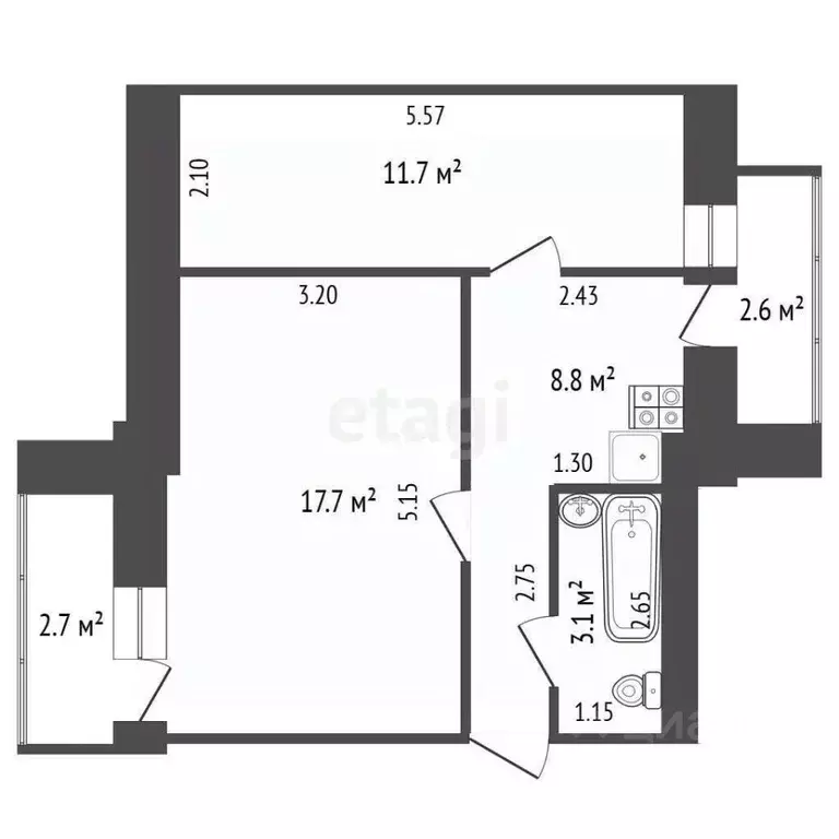 2-к кв. Ростовская область, Ростов-на-Дону Днепровский пер., 111 (41.3 ... - Фото 2