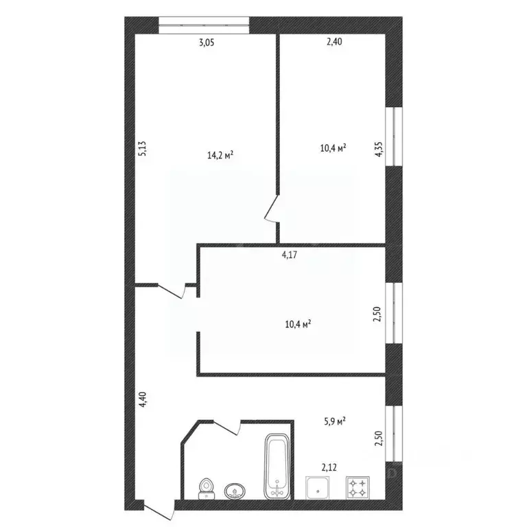 3-к кв. Башкортостан, Уфа ул. Коммунаров, 26 (51.0 м) - Фото 2