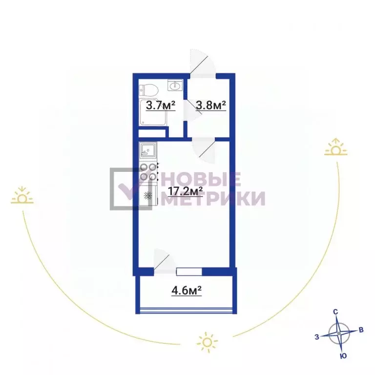 Студия Санкт-Петербург пос. Парголово, ул. Тихоокеанская, 18к4 (24.7 ... - Фото 2