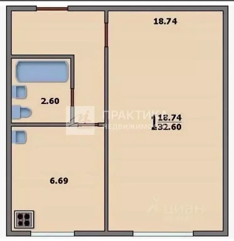 1-к кв. Москва Чертановская ул., 52К2 (32.6 м) - Фото 2