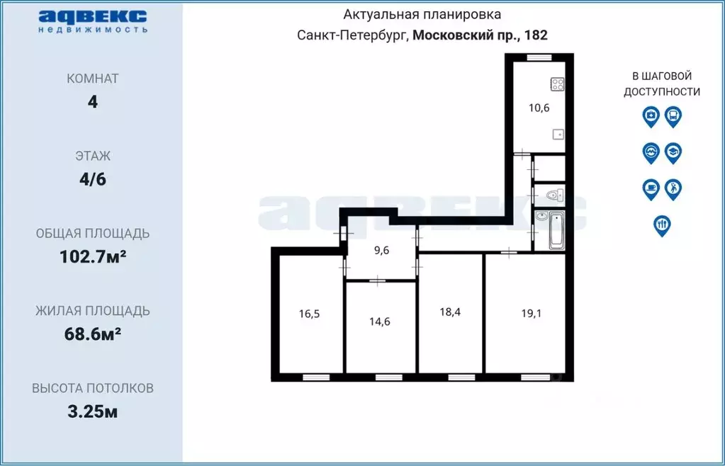 4-к кв. Санкт-Петербург Московский просп., 182 (102.7 м) - Фото 2