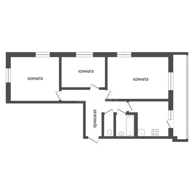 3-комнатная квартира: Омск, улица Петра Ильичёва, 6 (58 м) - Фото 1