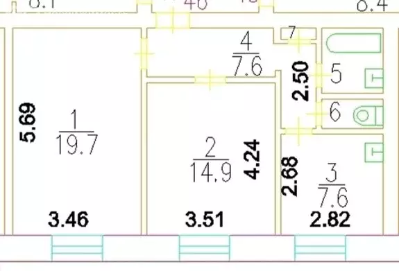 1к в 2-комнатной квартире (20 м) - Фото 1
