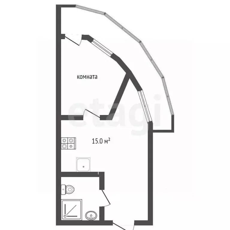 Студия Крым, Ялта ул. Дражинского, 45А (45.4 м) - Фото 2