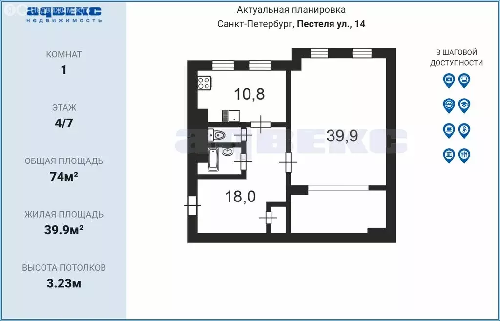1-комнатная квартира: Санкт-Петербург, улица Пестеля, 14 (74 м) - Фото 2