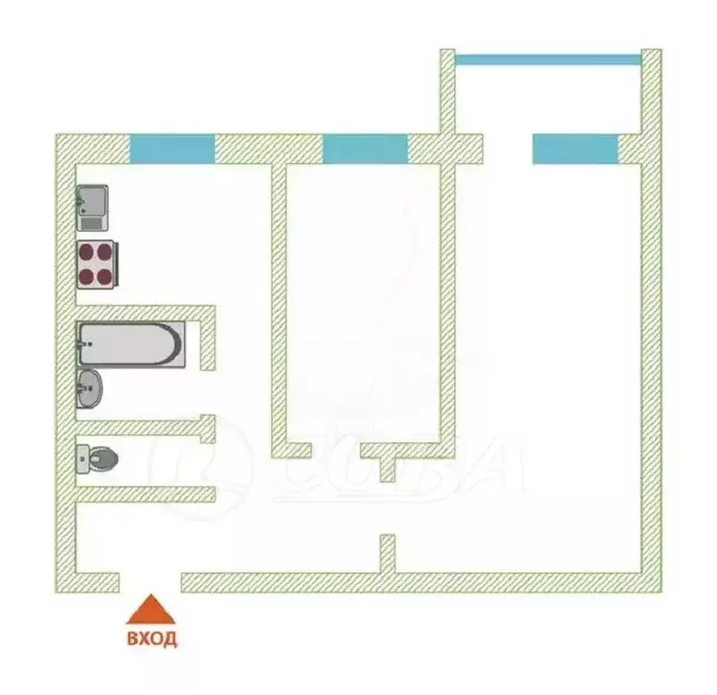 2-к кв. Тюменская область, Тюмень Ямская ул., 96 (43.0 м) - Фото 2