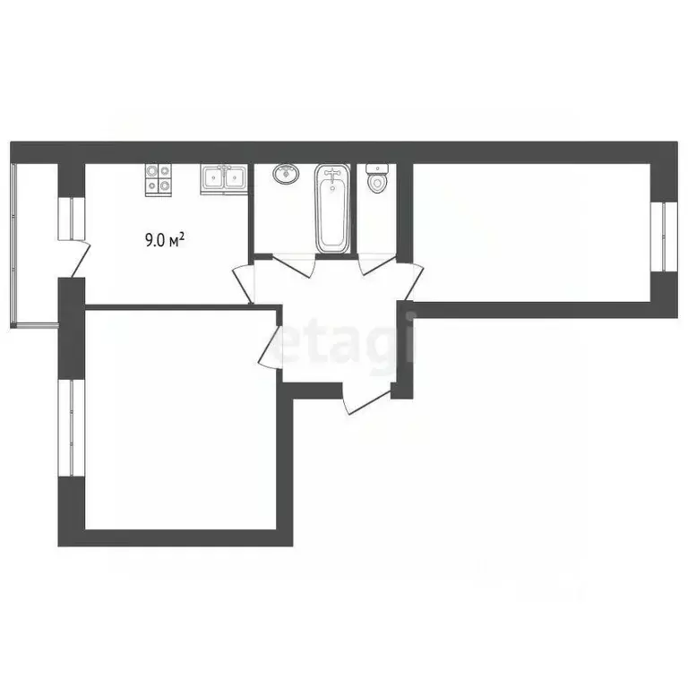 2-к кв. Кемеровская область, Юрга Кузбасский просп., 28А (46.3 м) - Фото 1