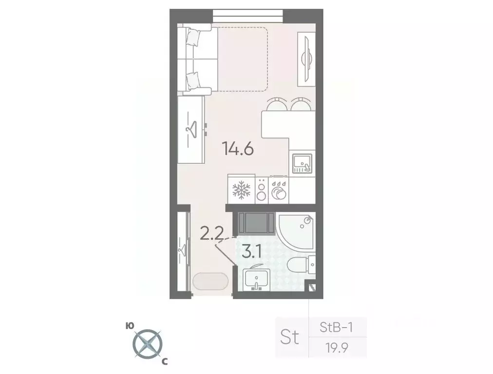 Студия Санкт-Петербург ул. Пейзажная, 23 (19.9 м) - Фото 0