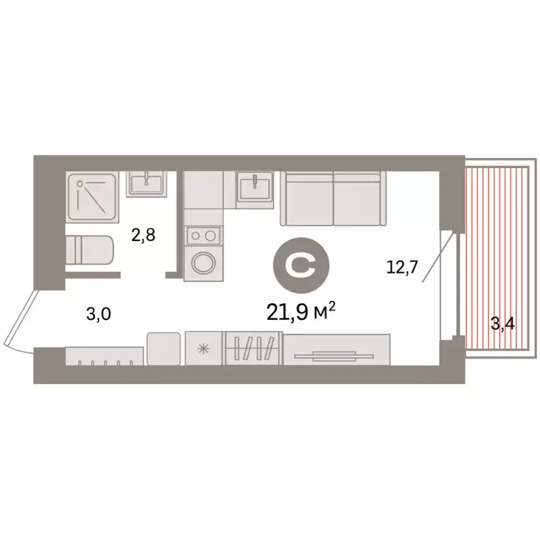 Квартира-студия: Екатеринбург, жилой район Сортировочный, микрорайон ... - Фото 2