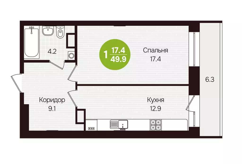 1-комнатная квартира: Новочебоксарск, улица 10-й Пятилетки, 5 (49.9 м) - Фото 1