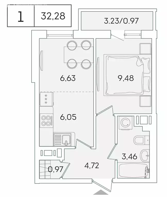 1-комнатная квартира: Мурино, Графская улица, 6к4 (31.4 м) - Фото 0