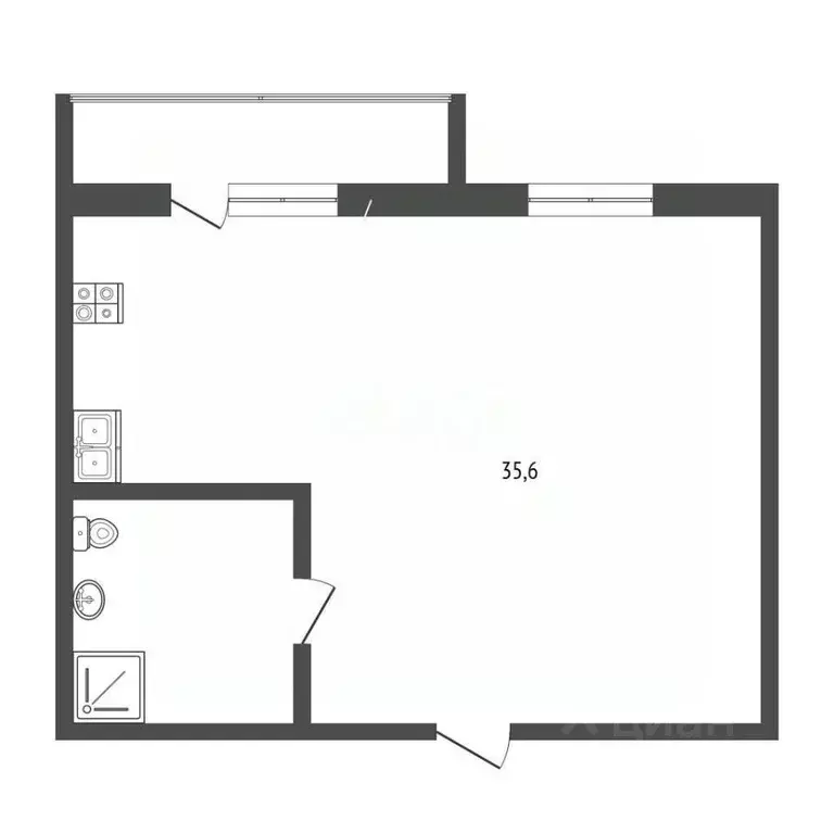 Студия Севастополь ул. Парковая, 7 (35.6 м) - Фото 2