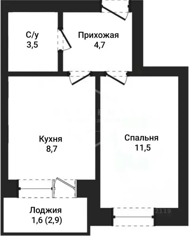 1-к кв. Калининградская область, Калининград ул. Крейсерская, 2 (28.7 ... - Фото 2