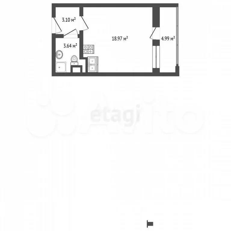 Квартира-студия, 25,6 м, 1/12 эт. - Фото 0