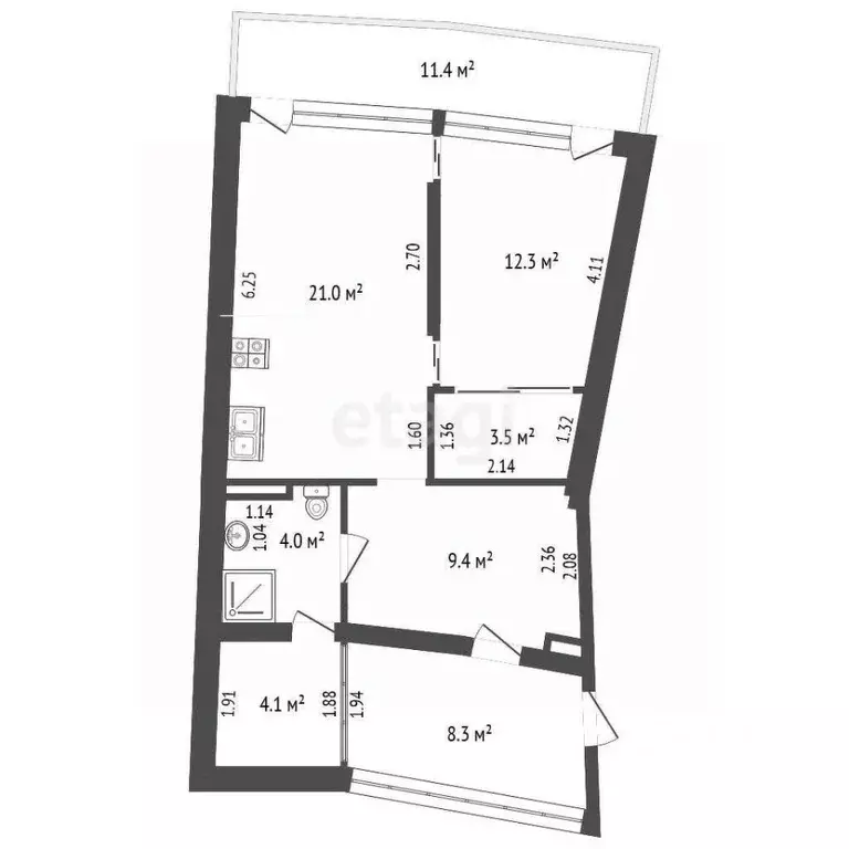 2-к кв. Крым, Ялта муниципальный округ, Ливадия пгт ул. Виноградная, ... - Фото 2