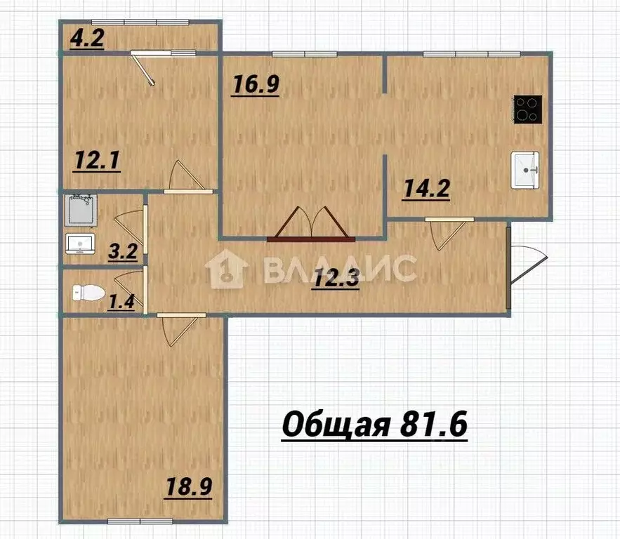 3-к кв. Ивановская область, Иваново Лежневская ул., 213 (81.6 м) - Фото 1