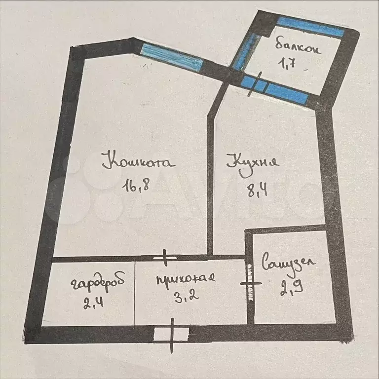 1-к. квартира, 35,4 м, 2/7 эт. - Фото 0