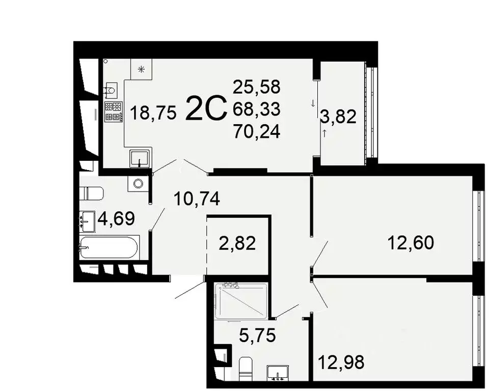 2-к кв. Рязанская область, Рязань Льговская ул., 8 (68.33 м) - Фото 0