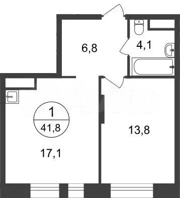 1-к. квартира, 41,8м, 19/22эт. - Фото 0